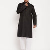 Men's Black Cotton Straight Kurta Pyjama Set