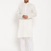 Men's Cream Cotton Straight Kurta Pyjama Set