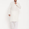 Men's Cream Cotton Straight Kurta Pyjama Set