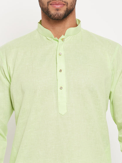 Men's Green Cotton Straight Kurta Pyjama Set