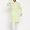 Men's Green Cotton Straight Kurta Pyjama Set