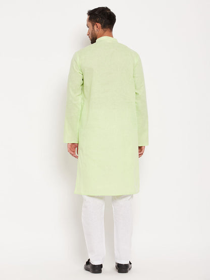 Men's Green Cotton Straight Kurta Pyjama Set