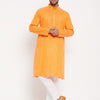 Men's Orange Cotton Straight Kurta Pyjama Set
