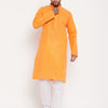 Men's Orange Cotton Straight Kurta Pyjama Set