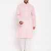 Men's Pink Cotton Straight Kurta Pyjama Set