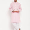 Men's Pink Cotton Straight Kurta Pyjama Set
