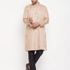 Men's Beige Silk Blend Straight Kurta Pyjama Set