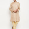 Men's Beige Silk Blend Straight Kurta Pyjama Set