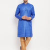 Men's Blue Silk Blend Straight Kurta Pyjama Set
