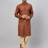 Men's Coffee Silk Blend Straight Kurta Pyjama Set