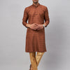 Men's Coffee Silk Blend Straight Kurta Pyjama Set