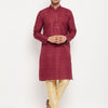 Men's Maroon Silk Blend Straight Kurta Pyjama Set