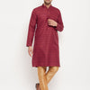 Men's Maroon Silk Blend Straight Kurta Pyjama Set