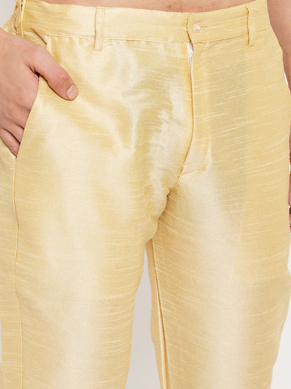 Men's Orange Silk Blend Straight Kurta Pyjama Set