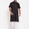 Men's Black Cotton Straight Kurta Pyjama Set