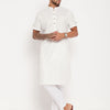 Men's Cream Cotton Straight Kurta Pyjama Set