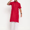 Men's Maroon Cotton Straight Kurta Pyjama Set