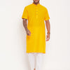 Men's Mustard Cotton Straight Kurta Pyjama Set