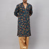 Men's Blue Rayon Straight Kurta and Patiala Set