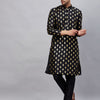 Men's Black Silk Blend Straight Kurta Pyjama Set