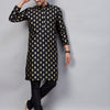 Men's Black Dupion Silk Straight Kurta Pyjama Set
