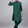 Men's Green Dupion Silk Straight Kurta Pyjama Set