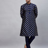 Men's Navy blue Silk Blend Straight Kurta Pyjama Set