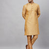 Men's Beige Silk Blend Straight Kurta Pyjama Set