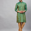 Men's Green Silk Blend Straight Kurta Pyjama Set