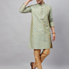 Men's Mint Green Silk Blend Straight Kurta Pyjama Set