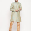 Men's Mint Green Silk Blend Straight Kurta Pyjama Set
