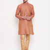 Men's Pink Silk Blend Straight Kurta Pyjama Set