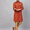 Men's Red Silk Blend Straight Kurta Pyjama Set