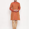 Men's Red Silk Blend Straight Kurta Pyjama Set