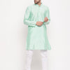 Men's Aqua Silk Blend Straight Kurta Pyjama Set