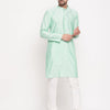 Men's Aqua Silk Blend Straight Kurta Pyjama Set