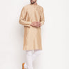 Men's Beige Silk Blend Straight Kurta Pyjama Set