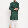 Men's Green Silk Blend Straight Kurta Pyjama Set