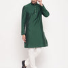 Men's Green Silk Blend Straight Kurta Pyjama Set