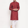 Men's Maroon Silk Blend Straight Kurta Pyjama Set