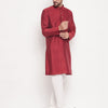 Men's Maroon Silk Blend Straight Kurta Pyjama Set