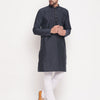 Men's Navy Blue Silk Blend Straight Kurta Pyjama Set