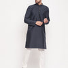 Men's Navy Blue Silk Blend Straight Kurta Pyjama Set