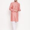 Men's Pink Silk Blend Straight Kurta Pyjama Set