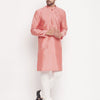 Men's Pink Silk Blend Straight Kurta Pyjama Set