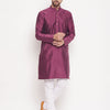 Men's Purple Silk Blend Straight Kurta Pyjama Set
