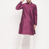 Men's Purple Silk Blend Straight Kurta Pyjama Set