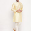 Men's Beige Silk Blend Straight Kurta Pyjama Set