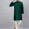 Men's Green Silk Blend Straight Kurta Pyjama Set