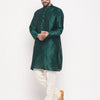 Men's Green Silk Blend Straight Kurta Pyjama Set